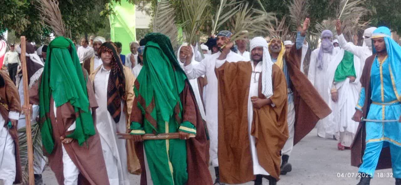 گزارش تصویری/ بازسازی واقعه غدیر خم در جزیره ابوموسی